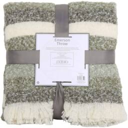 Divante Emerson Stripe Throw - Green - Wilko - thumbnail 3