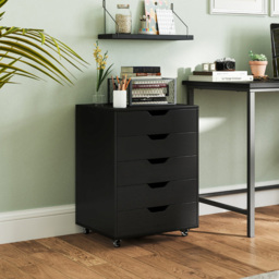 Costway 5 Drawer Black Chest of Drawers with Lockable Wheels - Wilko - thumbnail 5
