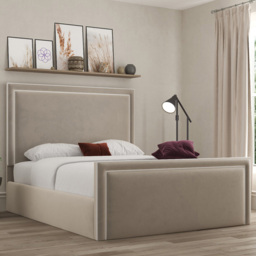 DS Living Verona Double Bistra Beige Piping Ottoman Bed - Cream - Wilko