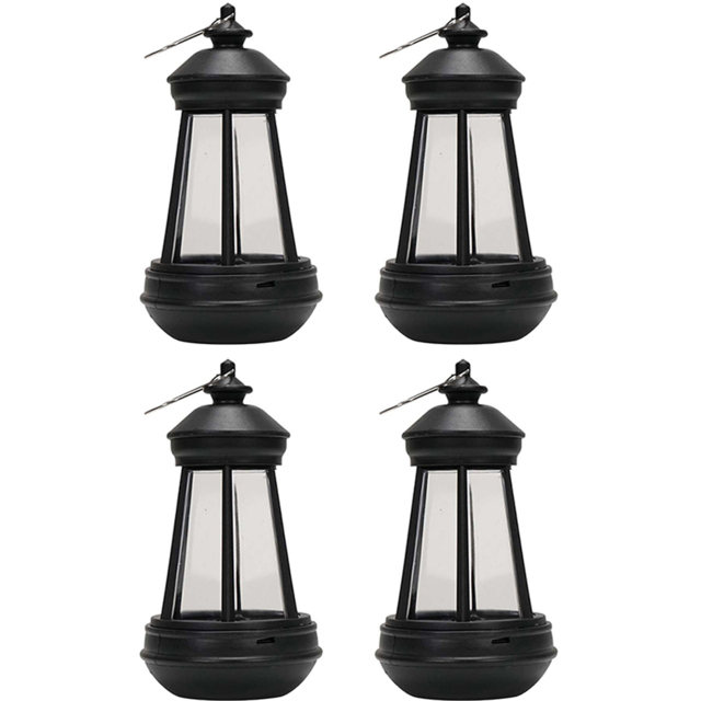 ValueLight Solar Black Outdoor Lanterns Pack of 4 - Size: 17 x 7.5 x 7.5cm - ValueLights - Wilko - image 1