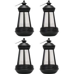 ValueLight Solar Black Outdoor Lanterns Pack of 4 - Size: 17 x 7.5 x 7.5cm - ValueLights - Wilko - thumbnail 1