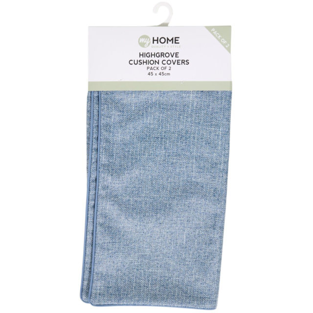 Pack of 2 Highgrove Cushion Covers Blue - My Home - Wilko - image 1