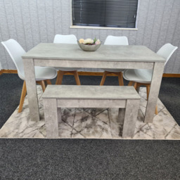 Portland Plastic Leather 6 Seater Dining Set Stone Grey and White - Wilko - thumbnail 1