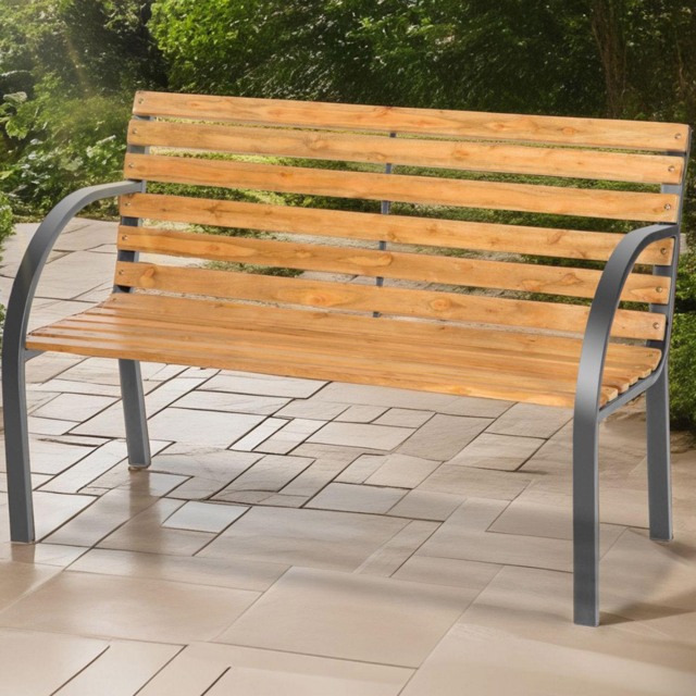 tectake Micha 2 Seater Brown Garden Bench - Wilko - image 1