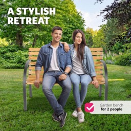 tectake Micha 2 Seater Brown Garden Bench - Wilko - thumbnail 6