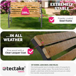 tectake Micha 2 Seater Brown Garden Bench - Wilko - thumbnail 5
