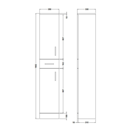 nuie Mayford 2 Door Single Drawer White Floor Standing Tall Unit - Size: 1902 x 350 x 330mm - Wilko - thumbnail 4
