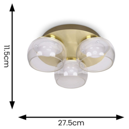 ValueLights Alissa Brushed Gold LED 3 Way Ceiling Light with Smoked Glass - Wilko - thumbnail 6