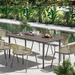Outsunny 6 Seater Rust Resistant Metal Frame Garden Dining Table Dark Grey - Wilko - thumbnail 5