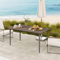 Outsunny 6 Seater Rust Resistant Metal Frame Garden Dining Table Dark Grey - Wilko - thumbnail 4