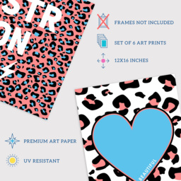 Wee Blue Coo Blue and Pink Leopard Pattern Bold Shapes Wall Art Print 30 x 41cm 6 Pack - Size: 40.5 x 30.5 x 0.3cm - Multi - Wilko - thumbnail 5