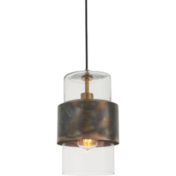Merano Palermo Bronze Patina and Clear Glass Pendant Ceiling Light - Size: 19.5 x 19.5 x 152.5cm - Brown - Wilko - thumbnail 4