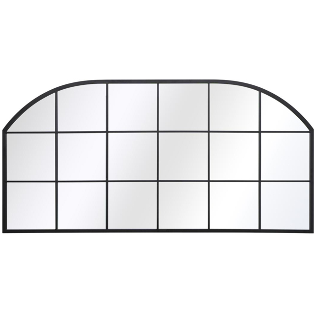 MirrorOutlet The Arcus Black Metal Arched Outdoor Window Garden Wall Mirror 174 x 85cm - Size: 85 x 174 x 3cm - Wilko - image 1