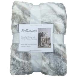 Bellissimo Marble Faux Fur Throw 130 x 180cm - Grey - Wilko