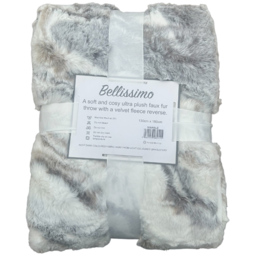 Bellissimo Marble Faux Fur Throw 130 x 180cm - Grey - Wilko - thumbnail 4