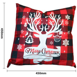 Xmas Haus Christmas-Themed Red Check Stag Head Cushion 45 x 45cm - Multi - Wilko - thumbnail 4
