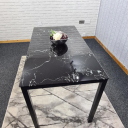 Kosy Koala 4 Seater Black Marble Effect Glass Dining Table - Wilko - thumbnail 5