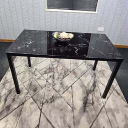 Kosy Koala 4 Seater Black Marble Effect Glass Dining Table - Wilko