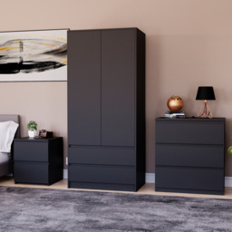 Vida Designs Denver Black 3 Piece Bedroom Furniture Set - Wilko - thumbnail 4