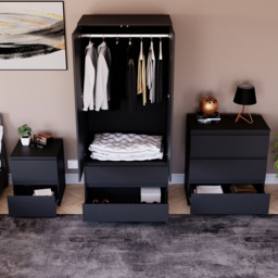 Vida Designs Denver Black 3 Piece Bedroom Furniture Set - Wilko - thumbnail 5