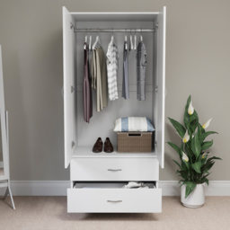 Vida Designs Riano 2 Door 2 Drawer White Wardrobe - Size: 2 Door, 2 Drawer - Wilko - thumbnail 6