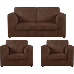 Luxor 4 Seater Chocolate Jumbo Cord Full Back Sofa Suite - Brown - Wilko - thumbnail 3