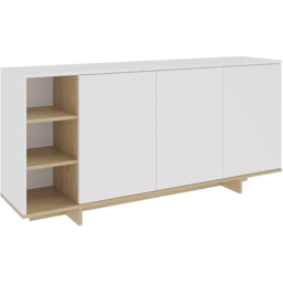 Decortie Stockton 3 Door White Sapphire Oak Sideboard - Size: 80 x 170 x 40cm - Cream - Wilko - thumbnail 3