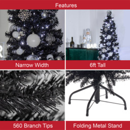 The Christmas Workshop Black Slim Line Christmas Tree 6ft - Green - Wilko - thumbnail 6