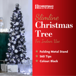 The Christmas Workshop Black Slim Line Christmas Tree 6ft - Green - Wilko - thumbnail 7