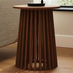 GFW Kaleb Walnut Round Side Table - Size: 50 x 40 x 40cm - Wilko