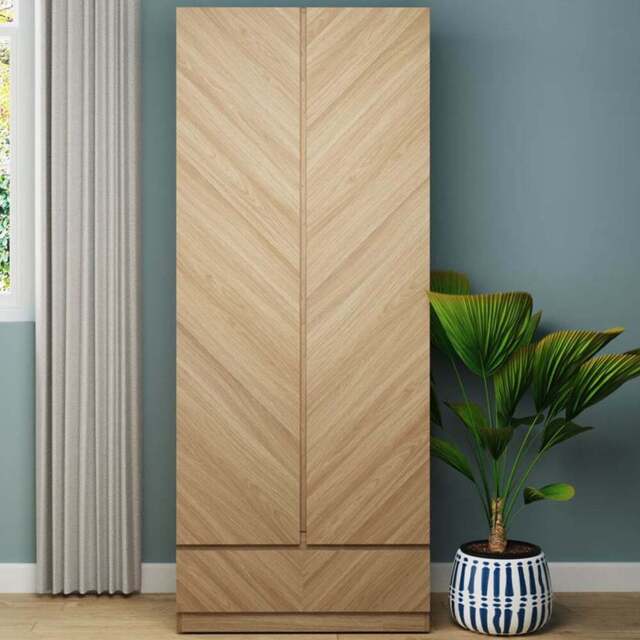 GFW Catania 2 Door Single Drawer Euro Oak Wardrobe - Size: 2 Door, Single Drawer - Brown - Wilko - image 1