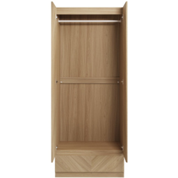 GFW Catania 2 Door Single Drawer Euro Oak Wardrobe - Size: 2 Door, Single Drawer - Brown - Wilko - thumbnail 4