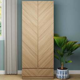 GFW Catania 2 Door Single Drawer Euro Oak Wardrobe - Size: 2 Door, Single Drawer - Brown - Wilko - thumbnail 1