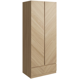 GFW Catania 2 Door Single Drawer Euro Oak Wardrobe - Size: 2 Door, Single Drawer - Brown - Wilko - thumbnail 5