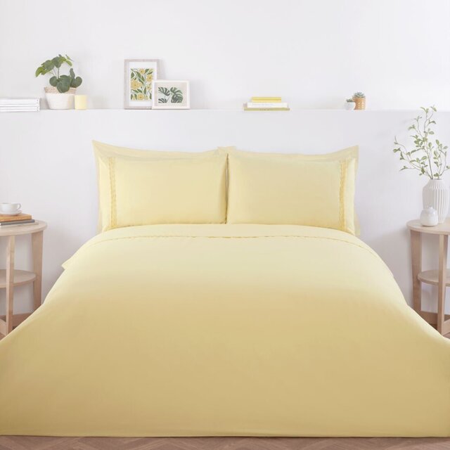 Lara Embroidered Duvet Set - Yellow/Superking - Size: Super King - Wilko - image 1