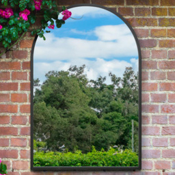 MirrorOutlet The Arcus Black Framed Arched Garden Wall Mirror 120 x 80cm - Size: 120 x 80 x 3cm - Wilko - thumbnail 3