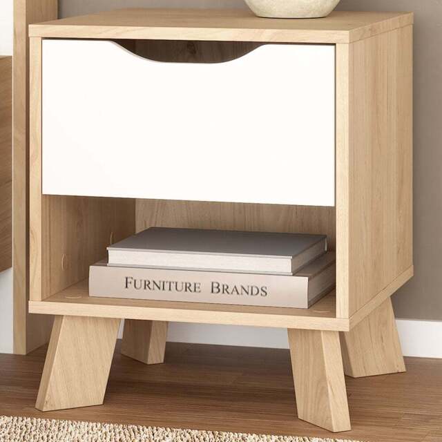Furniture To Go Single Drawer Single Shelf White and Brown Nightstand - Wilko - image 1