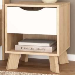 Furniture To Go Single Drawer Single Shelf White and Brown Nightstand - Wilko - thumbnail 1