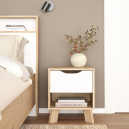 Furniture To Go Single Drawer Single Shelf White and Brown Nightstand - Wilko - thumbnail 7