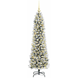vidaXL Pre-Lit Warm White LED and Gold Baubles White Artificial Christmas Tree with Stand 4.9ft - Wilko