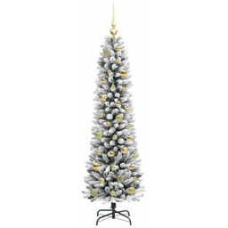 vidaXL Pre-Lit Warm White LED and Gold Baubles White Artificial Christmas Tree with Stand 4.9ft - Wilko - thumbnail 5