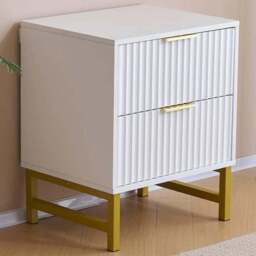 Kosy Koala 2 Drawer White And Gold Bedside Table - Wilko