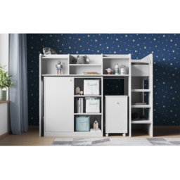 Flair Wizard Junior Single White High Sleeper Work Station - Wilko - thumbnail 5