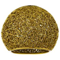 Happy Homewares Gold Round Twisted Wire Mesh Metal Lamp Shade - Size: 12 x 12 x 12cm - Wilko - thumbnail 1