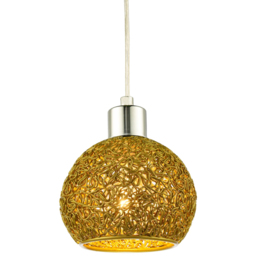 Happy Homewares Gold Round Twisted Wire Mesh Metal Lamp Shade - Size: 12 x 12 x 12cm - Wilko - thumbnail 4