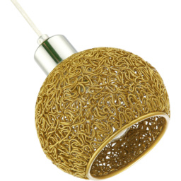 Happy Homewares Gold Round Twisted Wire Mesh Metal Lamp Shade - Size: 12 x 12 x 12cm - Wilko - thumbnail 6