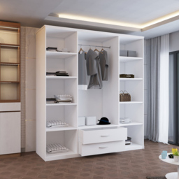 Sliding Wardrobes 4U London 4 Door 2 Drawer White Hinged Central Mirrored Wardrobe 171cm - Size: 4 Door, 2 Drawer - Wilko - thumbnail 5
