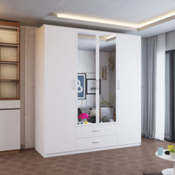 Sliding Wardrobes 4U London 4 Door 2 Drawer White Hinged Central Mirrored Wardrobe 171cm - Size: 4 Door, 2 Drawer - Wilko - thumbnail 6