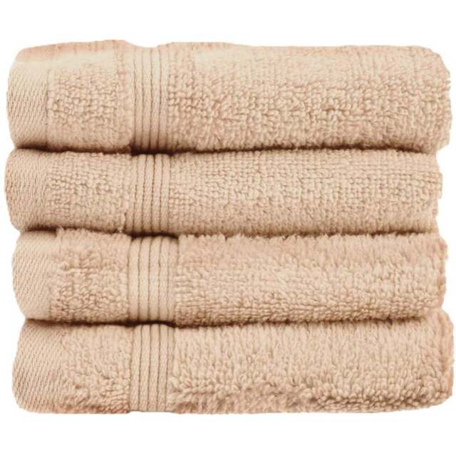 Allure Bath Fashions Luxury Zero Twist Egyptian Cotton Stone Face Cloth 4 Pack - Size: 30 x 30cm - Brown - Wilko - image 1