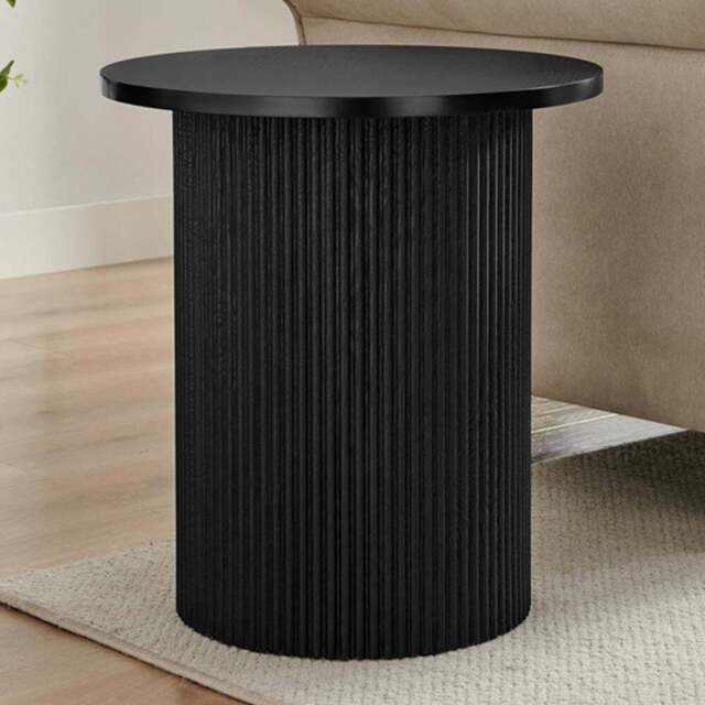 Furniturebox Penfold Black Round Wooden Pedestal Side Table - Size: 45 x 45 x 45cm - Wilko - image 1